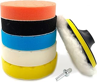 Newthinking 5 Inch Car Polishing Pads for Drill, 125mm Buffing Polishing Pads Kit with M14 Drill Adapter and Woolen Waxing Polishing Pads for Car Polishing & Waxing Maintenance