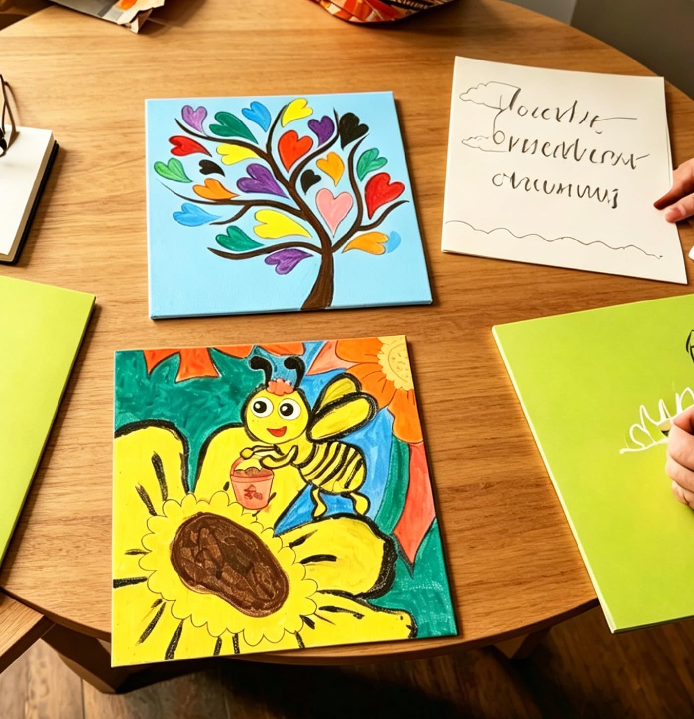 Aosemili Predrawn Painting Canvas Cute Pre Drawn Bulk Canvas to Paint- 4Pcs 8x8inch Small Predrawn Art Canvases with Design Picture to Paint for Christmas Valentines Party Favor Exchange Gift