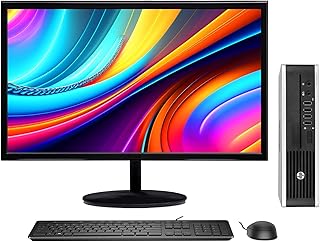 HP Compaq Elite USFF Premium Ultra-Slim Business Desktop Computer with 22 Inch Monitor - Intel Quad-Core i5-3470S up to 3.6GHz, 8GB RAM, 256GB SSD, WiFi, VGA, DisplayPort, Windows 10 Pro (Renewed)