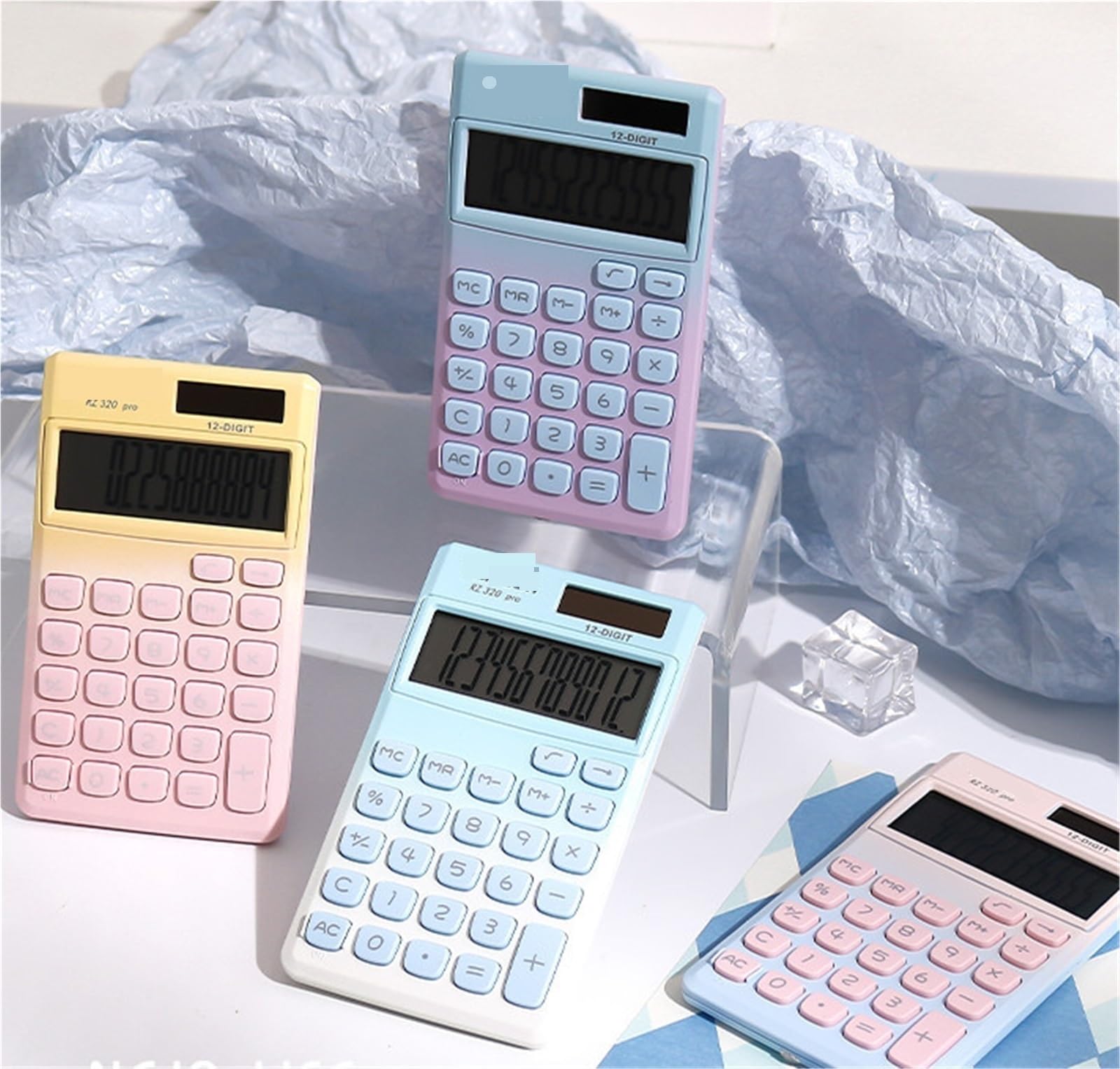 Calculatrice Calculatrice Solaire Portable avec écran à 12 Chiffres, idéale for Une Utilisation au Bureau Bureau Office(Blue)