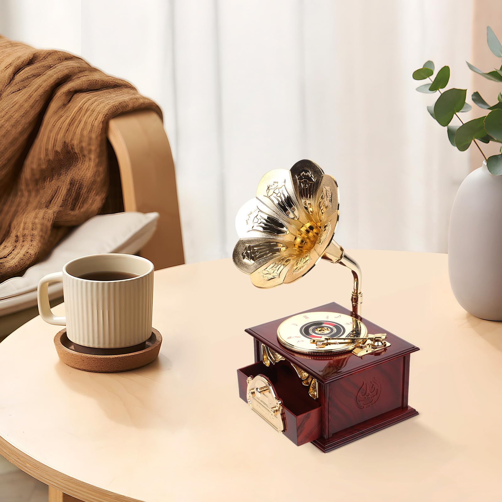 Healeved Carillon Multifunzionale Stile retrò in ABS Marrone Meccanismo a Carica, Scatola della Musica Decorativa per Arredamento Casa e Regalo Originale