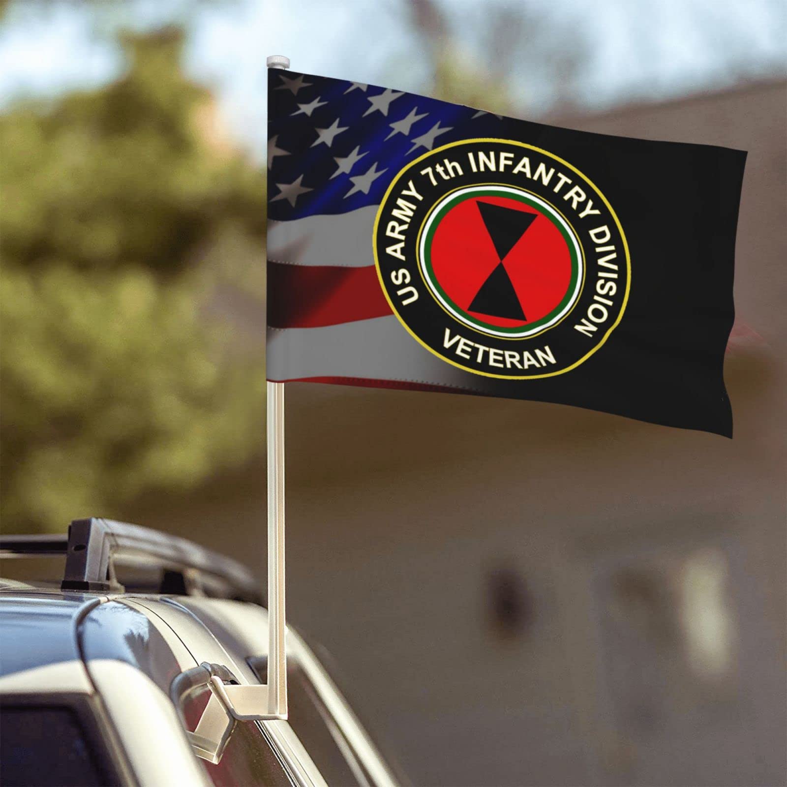 US Army 7th Infantry Division Veteran 100% Polyester Fabric With Printing For Indoor Outdoor Decoration