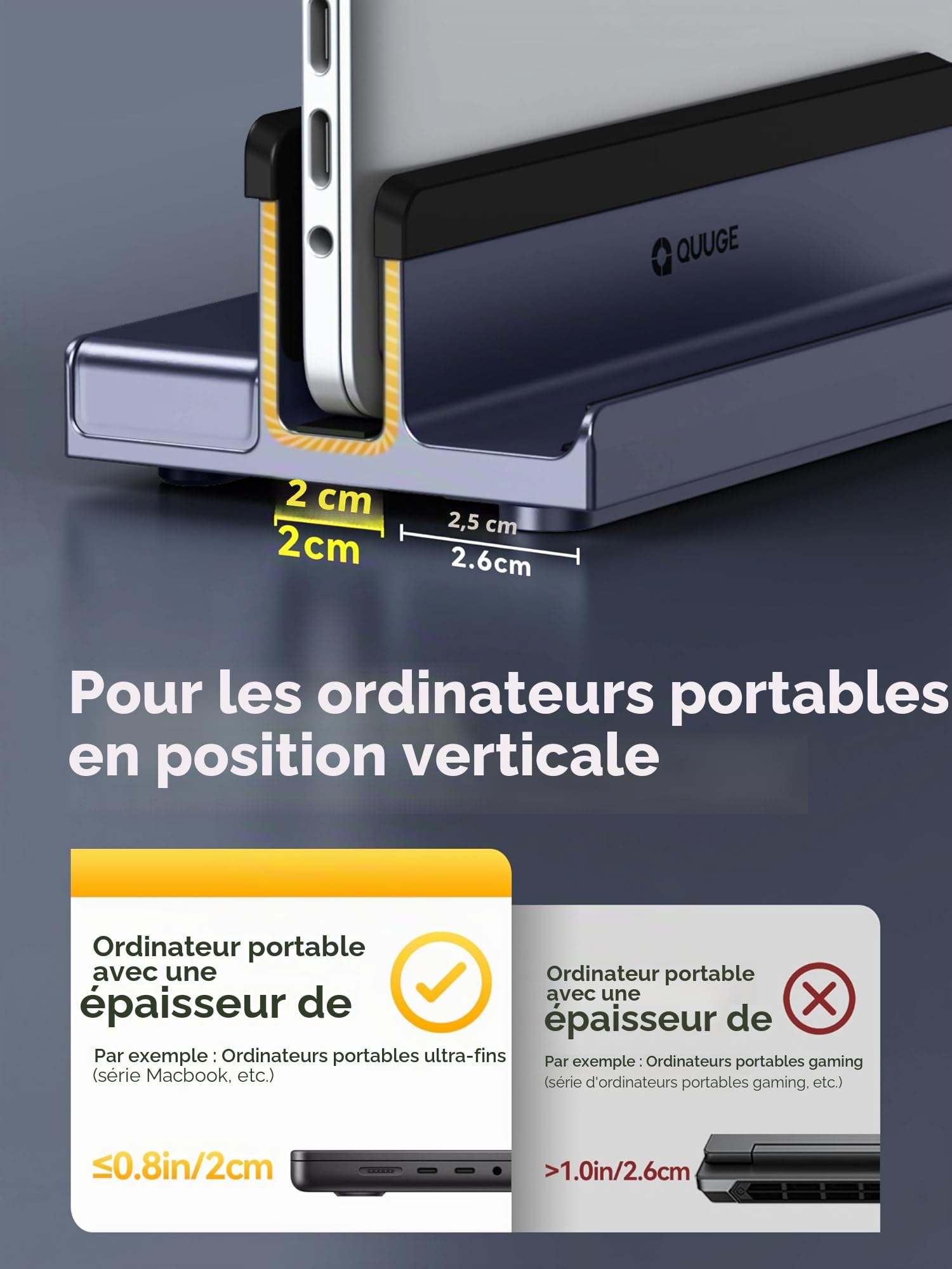 Station d'accueil Verticale 7-en-1 QUUGE pour Ordinateur Portable avec HDMI 4K pour MacBook