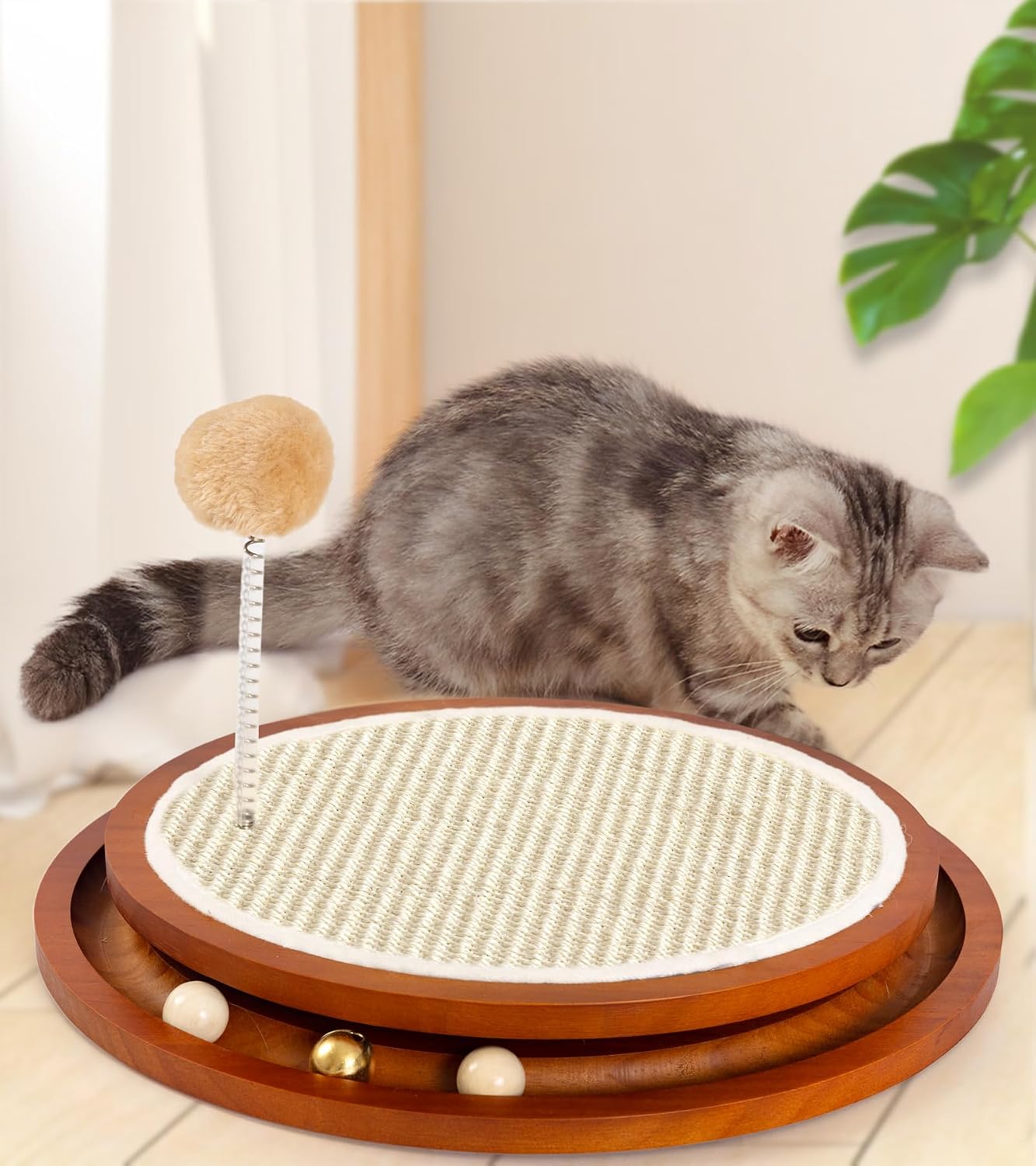 OYSMY Cat Toys for Indoor Cats with 3 Track Balls,Turbo Scratcher Pads with Interactive Cat Toy,Cat Scratching Board for Indoor Cats Kitten