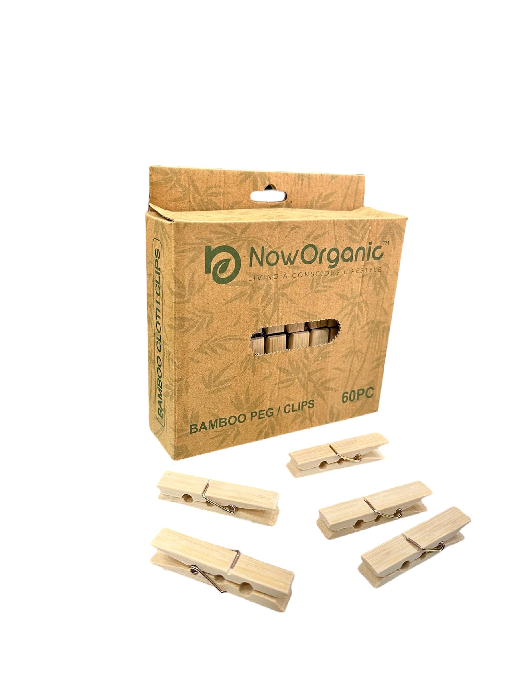Now Organic Brand Bamboo Wood Cloth Clips, Pegs for Drying Cloths, Arts & Crafts, Photos, 60 Pieces, Water Resistant (60)-image-34