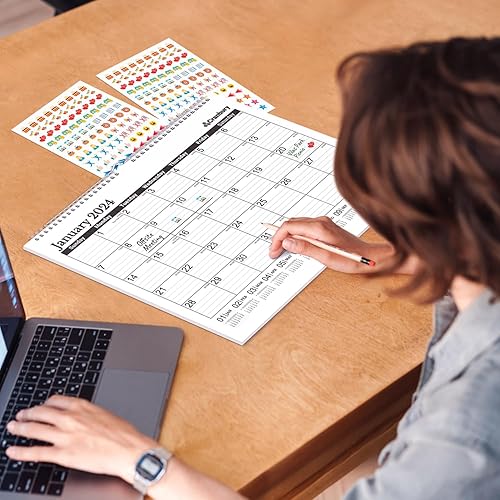 Miniatura 9 de CRANBURY Calendario de pared grande 2024 (negro), 12 x 15 pulgadas, calendario de oficina, uso como calendario colgante 2024 de 12 x 15 pulgadas o