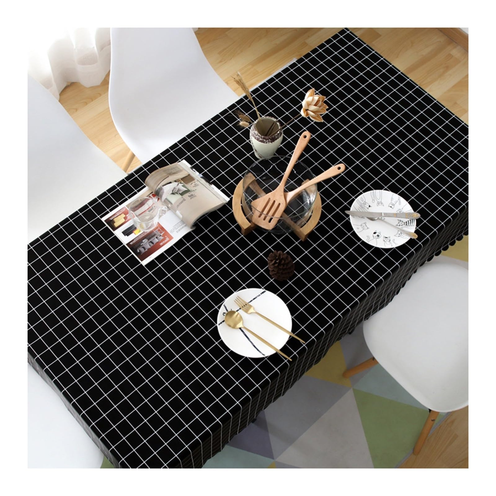 Nappe impermeable 140x180cm KnSam en PVC noir nappe anti-taches rectangulaire