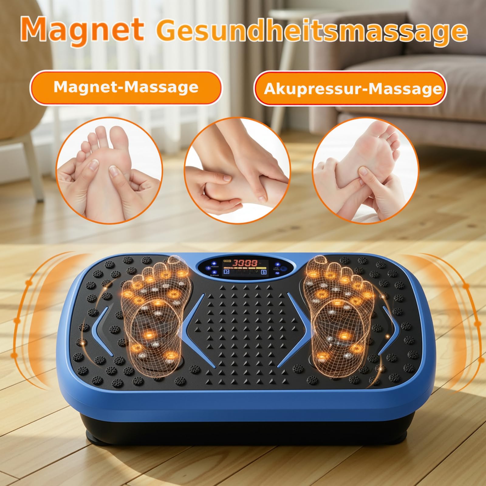 TLGREEN Vibrationsplatte für Home-Workout & Lymphdrainage – Leise Vibrationsboard mit 99 Stufen & 5 Programmen – Inkl. Trainingsbänder & Fernbedienung – Fitnessgerät für Fettverbrennung & Muskelaufbau
