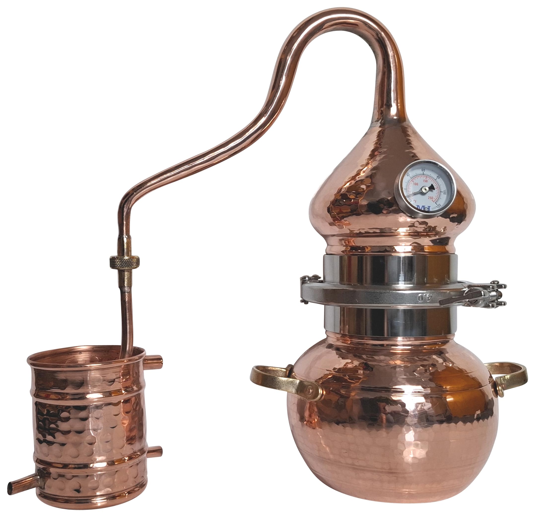 2L Kolonnenbrennerei mit Schnellverschluss, Thermometer - 2 Liter Destille