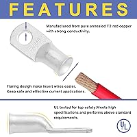 Vista 3 de haisstronica 220 piezas Kit de lengüetas de alambre de cobre estañado, 110 piezas AWG 8 6 4 2 1 Lengüetas de cable de batería resistentes