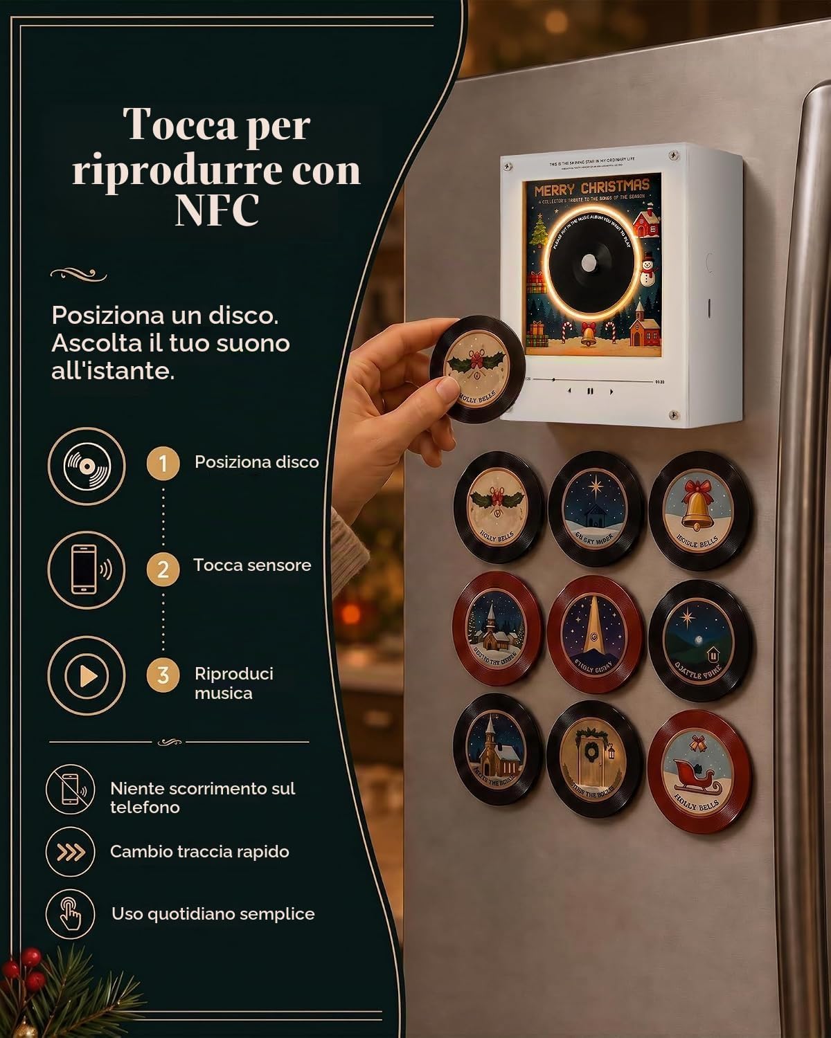 GSenhui Magnete Musicale Frigorifero, Vinile Calamita Frigo Natale