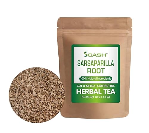 Scash Té suelto de hierbas de raíz de zarzaparrilla de 3.5 onzas elaborado por la naturaleza, té fresco 100% natural  Sin OMG  Sin gluten. 3.53 oz