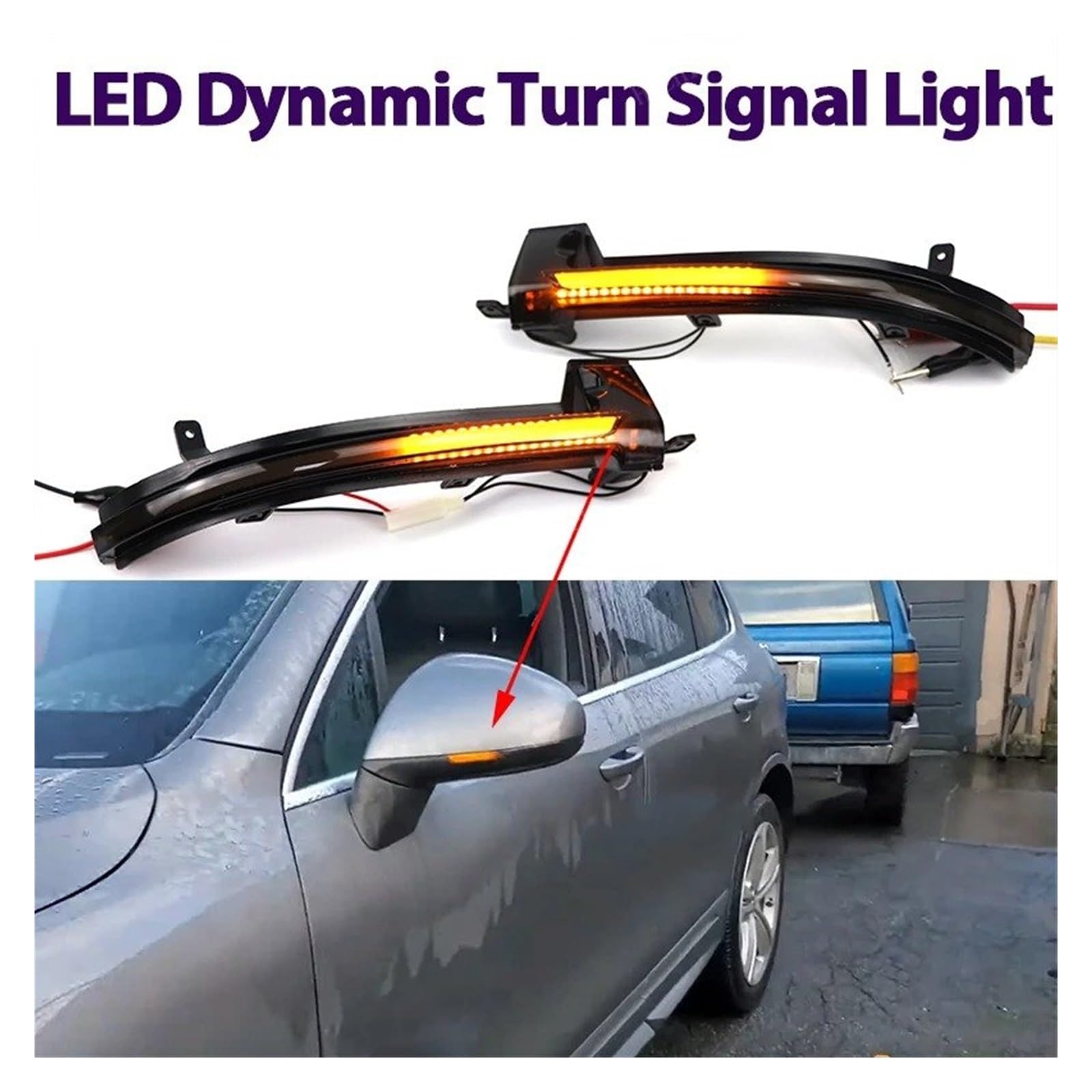 lntermitente Lateral para VW para Touareg II 7P 2010-2014 2015 2016 2017 2018 2 Uds. Lámpara Indicadora Luz Intermitente LED Espejo Lateral Coche Luz Señal Giro Dinámica Lámpara Señal Giro
