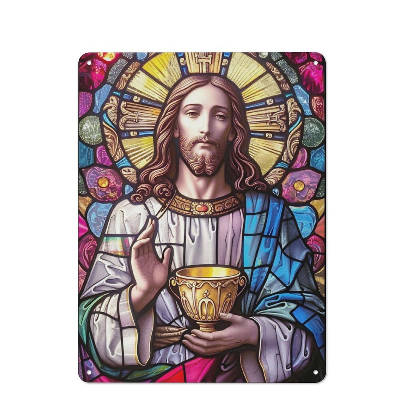 Junmoney Jesus 5 Vintage Tin Sign 40X30cm With For Home Office Or Studio, For Home Office Decor Fans Refreshing A Room In Autumn