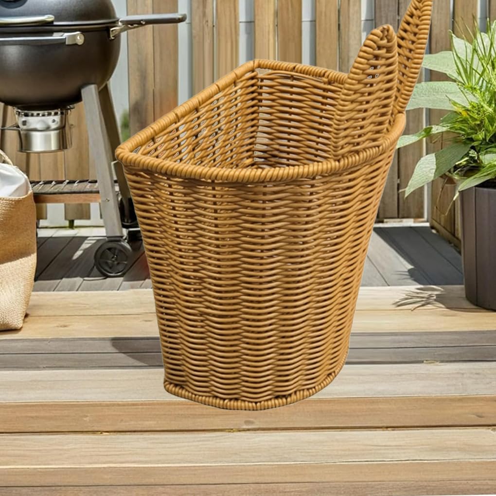 Zaino da picnic multiuso in vimini sintetico di rattan con tracolla per riporre oggetti all'aperto 20x20x15 cm dotato di robusto