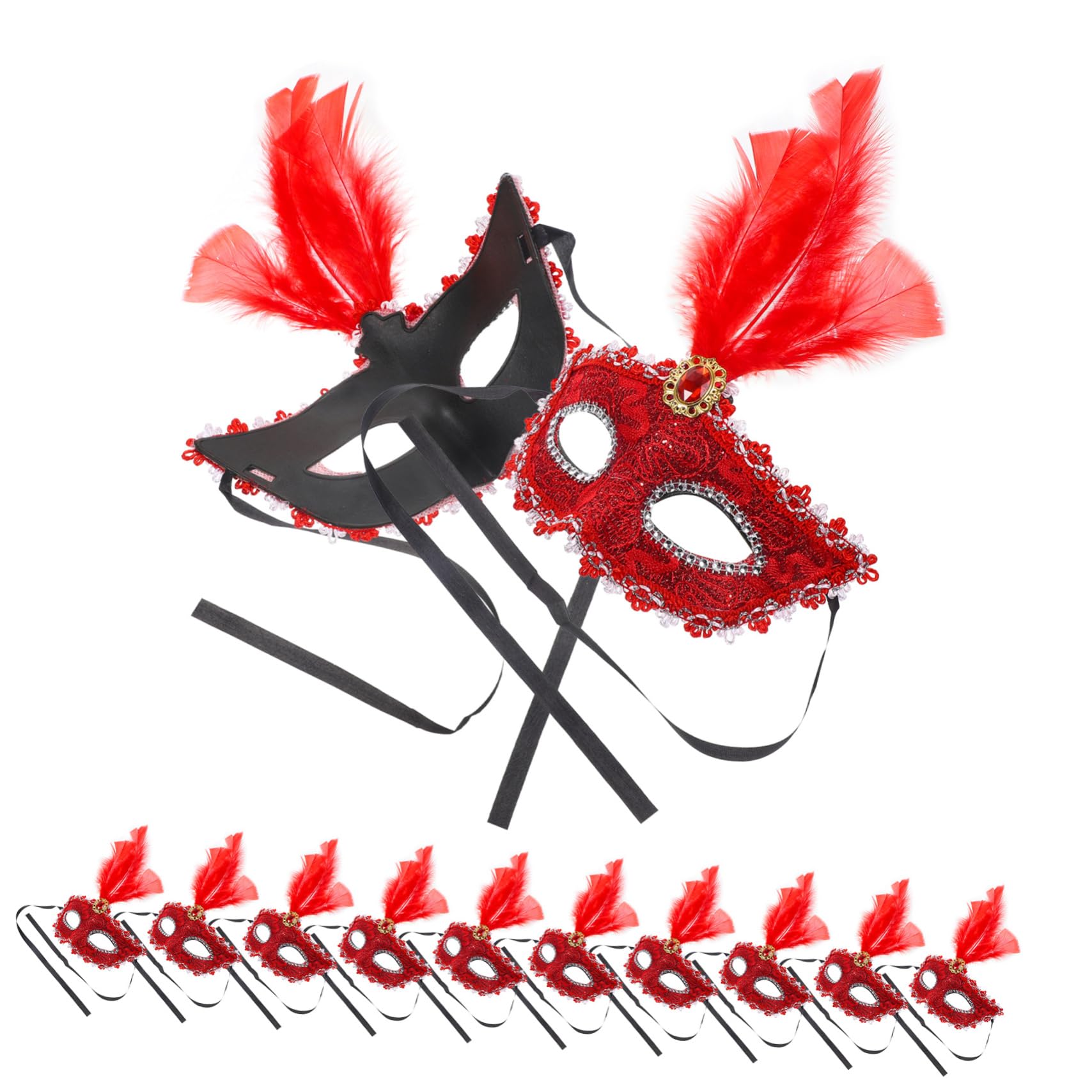 Gogogmee 12pcs Carnival Unique Half-face Masquerade Headwear Festive Costume Accessory for Halloween Parties and Cosplay Events Comfortable Decorative Design
