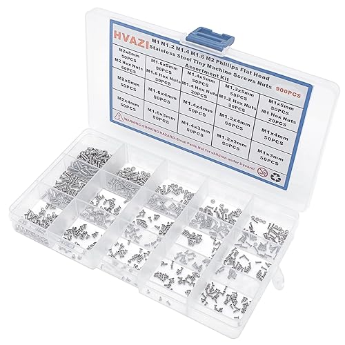 Miniatura 9 de M2 M2.5 M3 Kit surtido de tornillos de máquina de cabeza plana Phillips de acero inoxidable