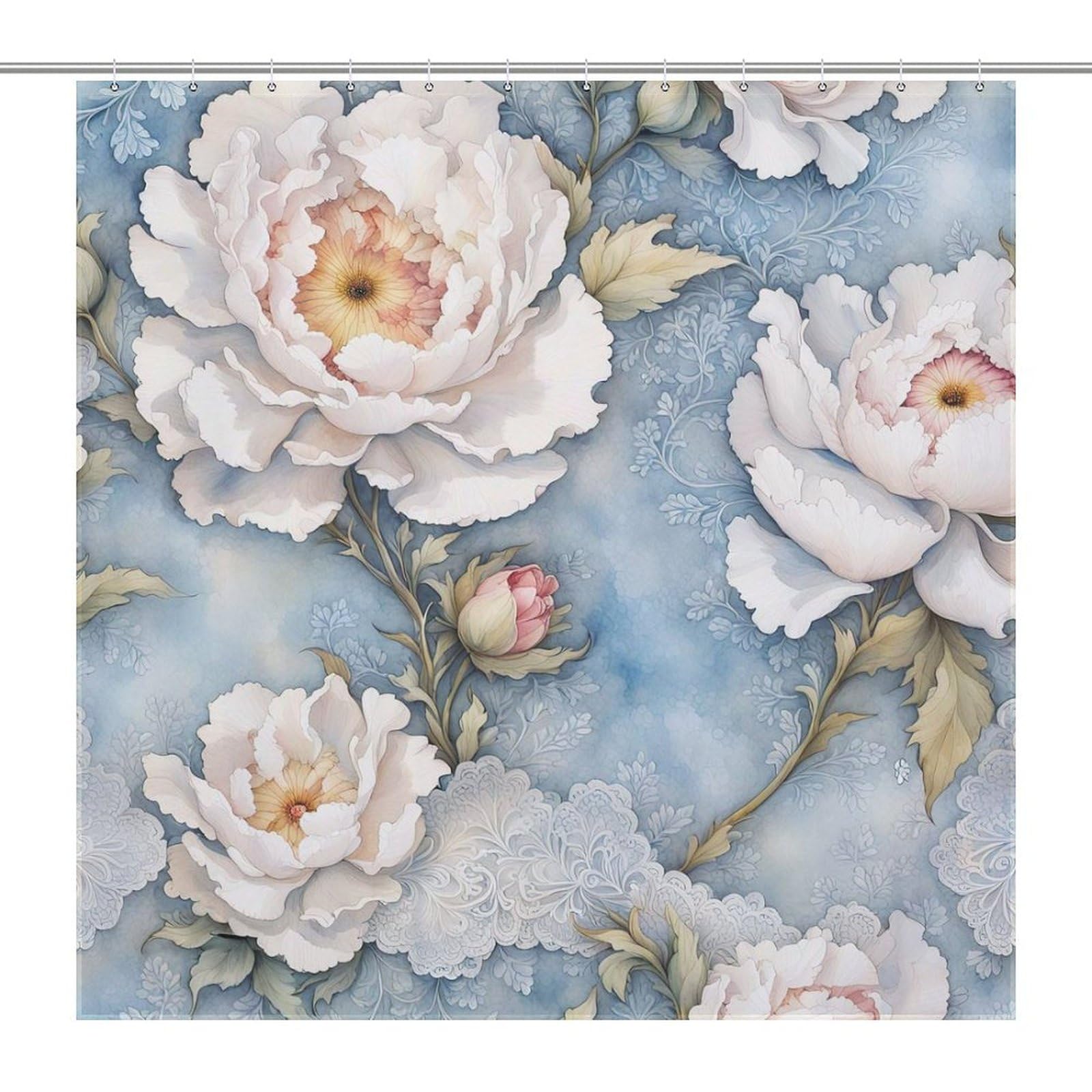 Rideau de douche pivoine pour créer une ambiance spa chez soi