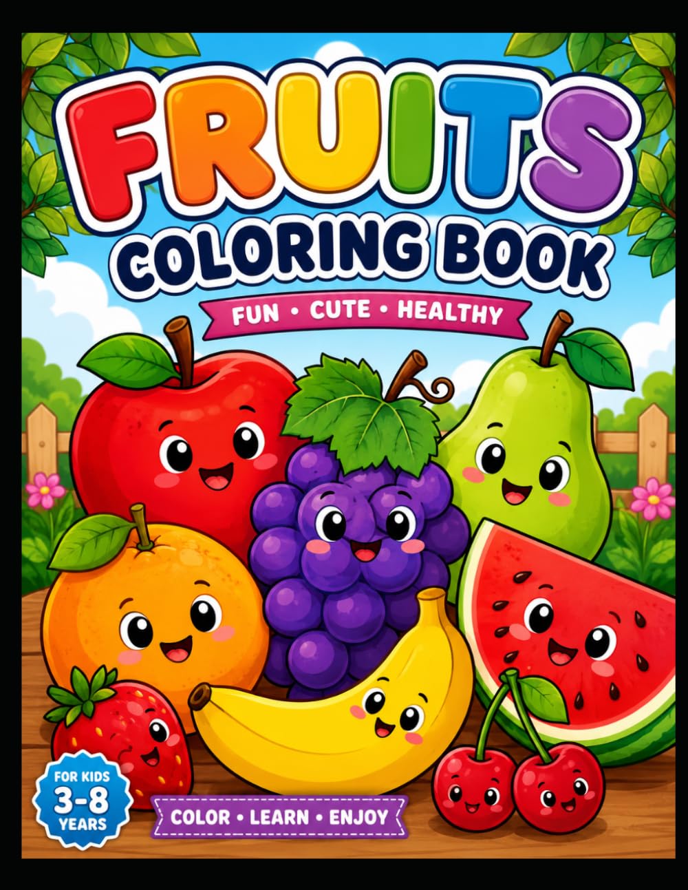 Fruits Coloring Book for Kids: Fun & Easy Fruit Designs for Toddlers, Preschoolers, and Early Learners