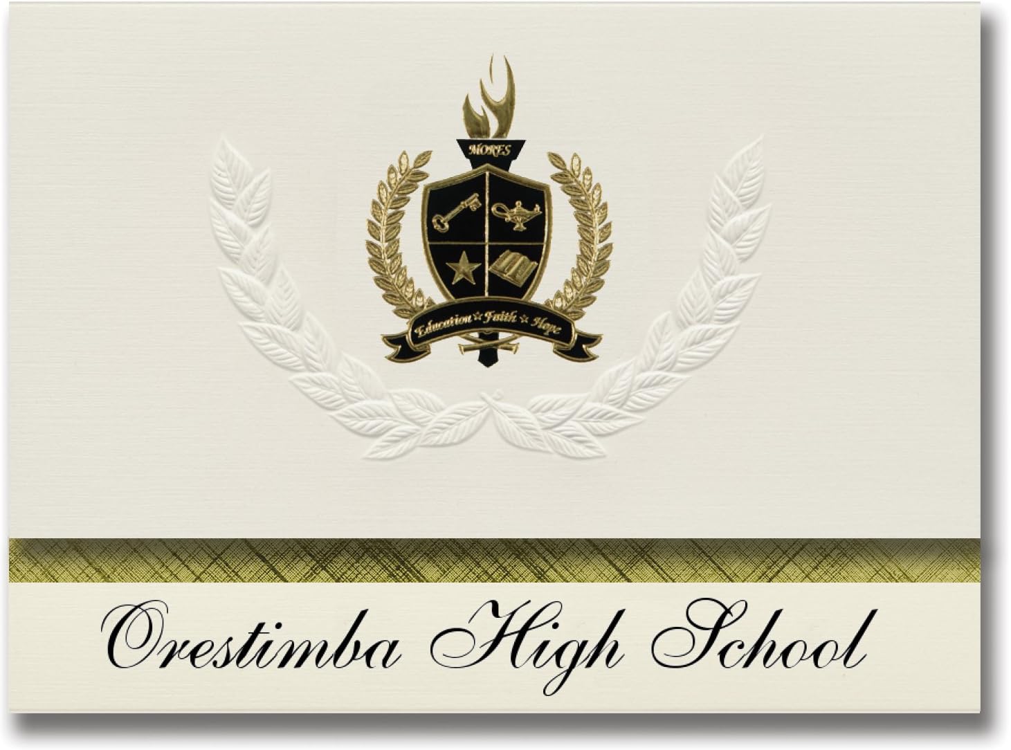 Signature Announcements Orestimba High School (Newman, CA) Graduation Announcements, Presidential style, Basic package of 25 with Gold & Black Metallic Foil seal