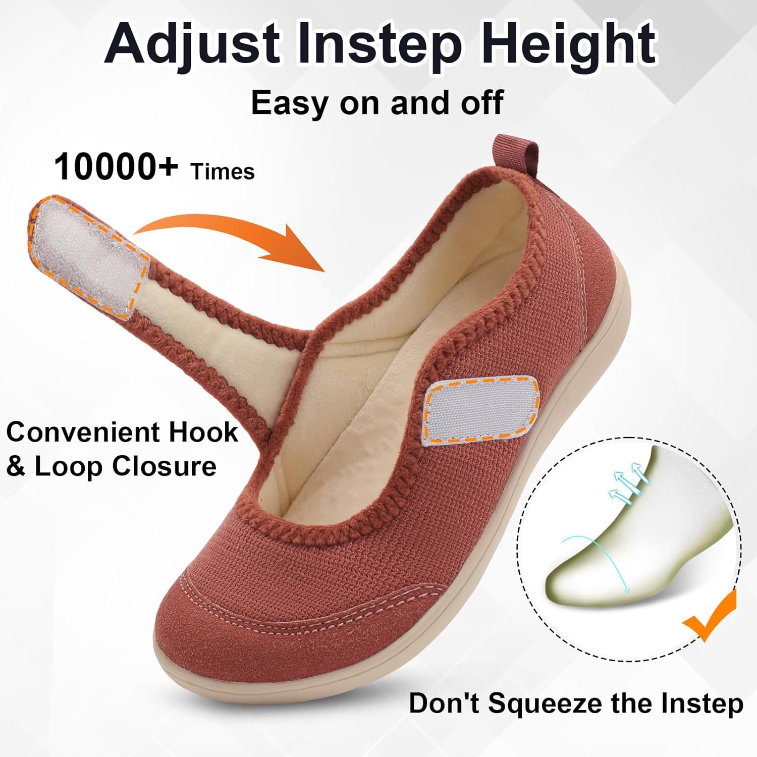 BARERUN Womens Slippers Wide Diabetic Shoes for Women Adjustable House Slippers Swollen Bunions Neuropathy House Shoes Stable Non Slip Barefoot Walking Shoes Indoor Outdoor - Image 5