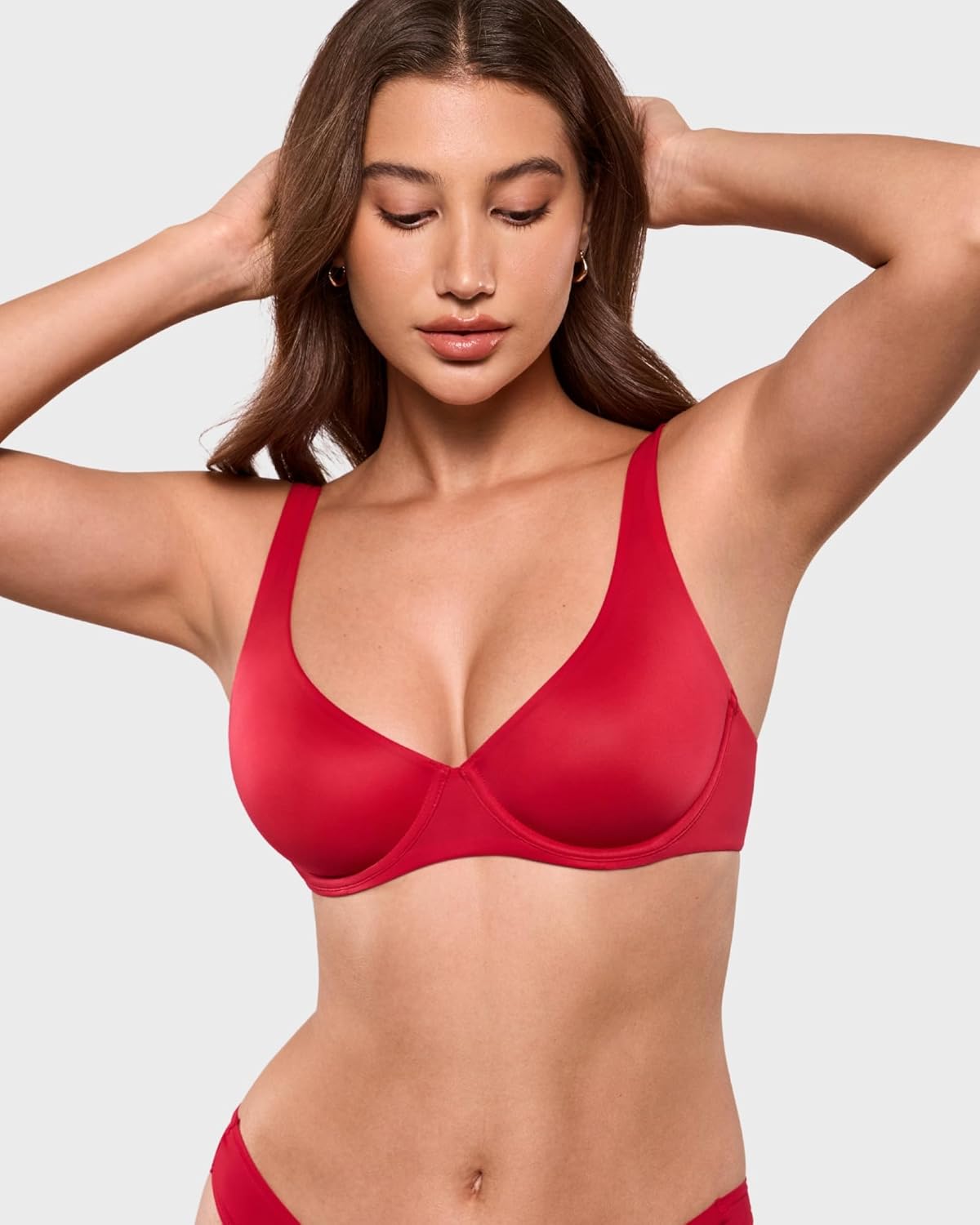 INLYRIC Women's Mesh Balconette Bra Sexy Demi Supportive Comfortable Seamless Underwire Unlined Sheer Bras
