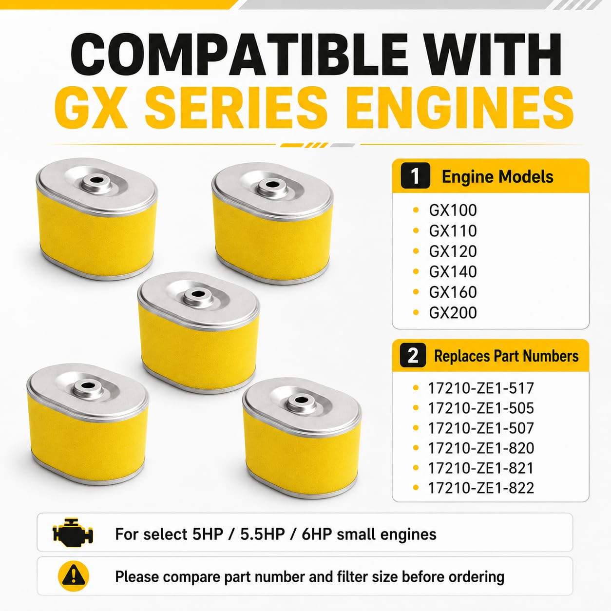 Amazon.com : GX160 Air Filter Compatible with Honda GX140 GX200