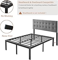 Vista 4 de COMASACH - Marco de cama completo de 16 pulgadas, no necesita somier, marco de plataforma de metal resistente de 3500 libras, base de colchón