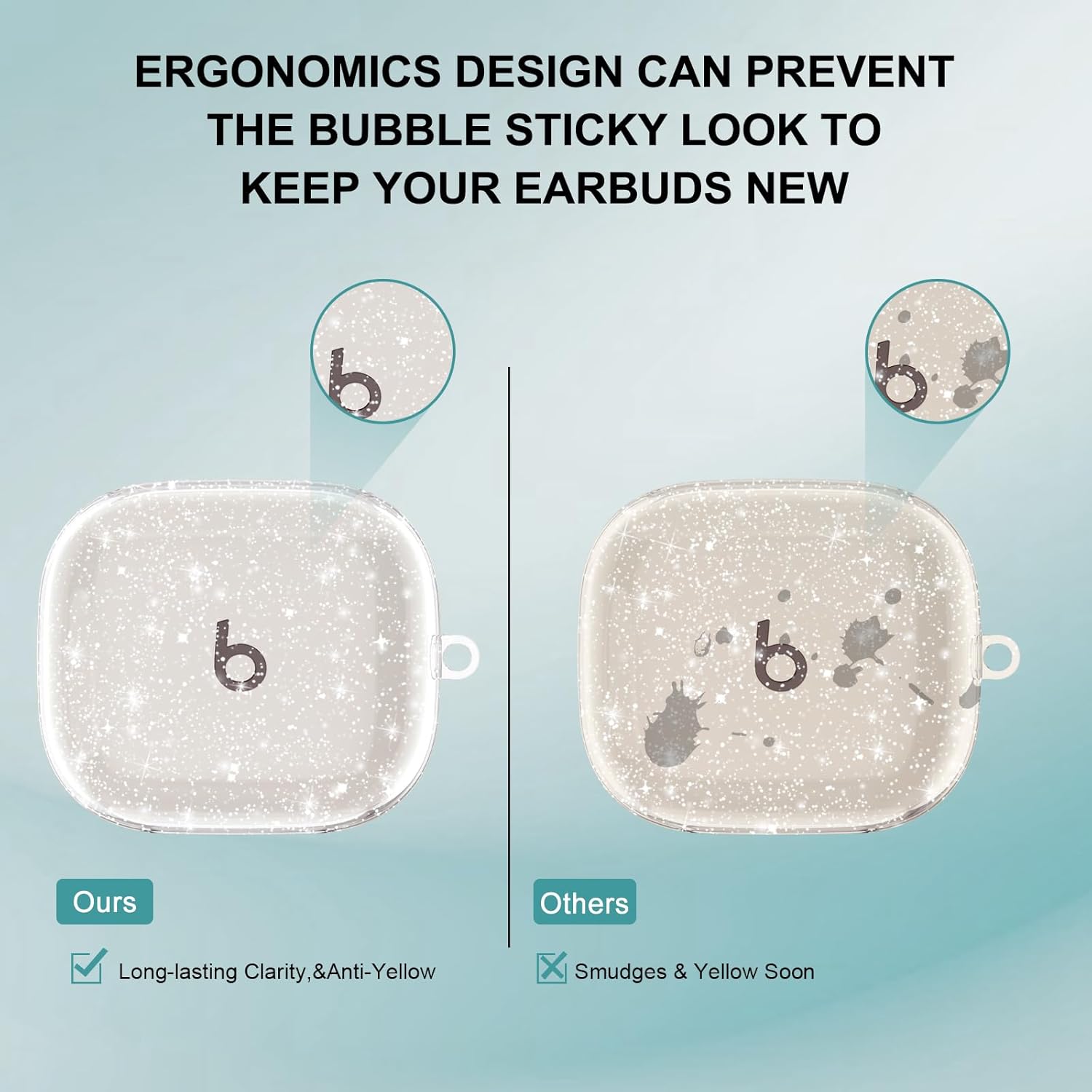 for Beats Powerbeats Pro 2 Case Clear Glitter,Cute Sparkle Bling for Beats Powerbeats Pro 2 Earbuds Case Cover 2025,Shockproof Soft TPU Skin with Carabiner&Cleaning Women Girls Pen-Glitter - Image 5