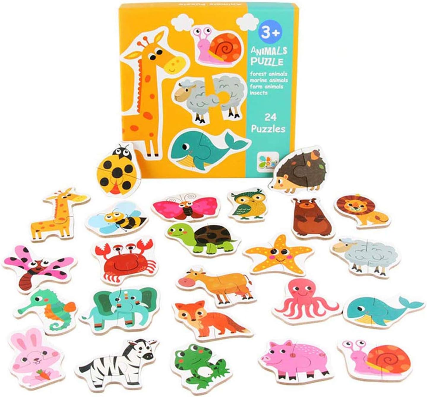 Little BadoAnimals Big Piece Puzzles for a Toddlers Kids Ages 2 3 4 5 8 Years Olds Boys and Girls Wooden Puzzles for Kids Ages Children 4-8 Puzzles Learning Easy Puzzles