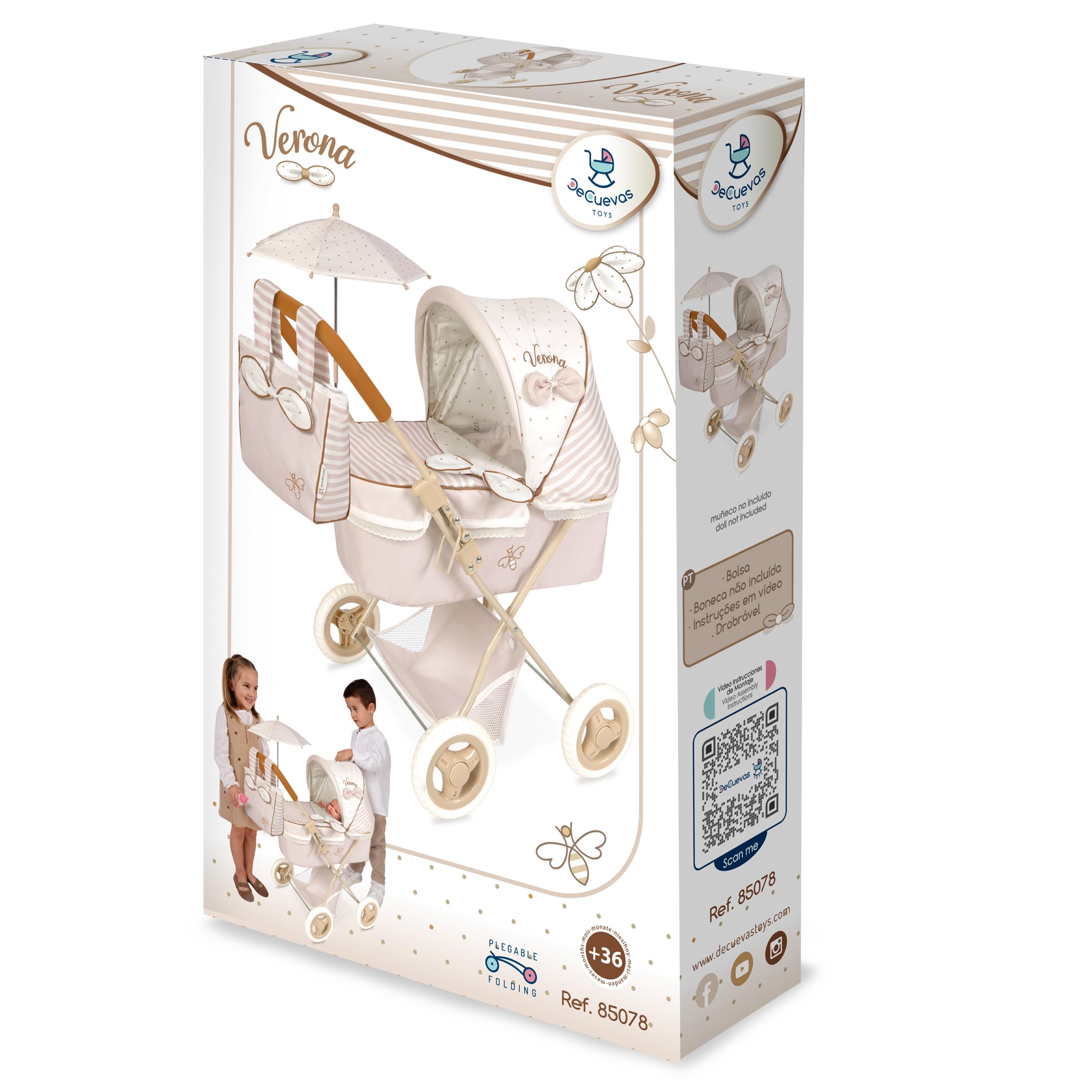 Carro de Muñecas Verona Plegable con Sombrilla DeCuevas 85078