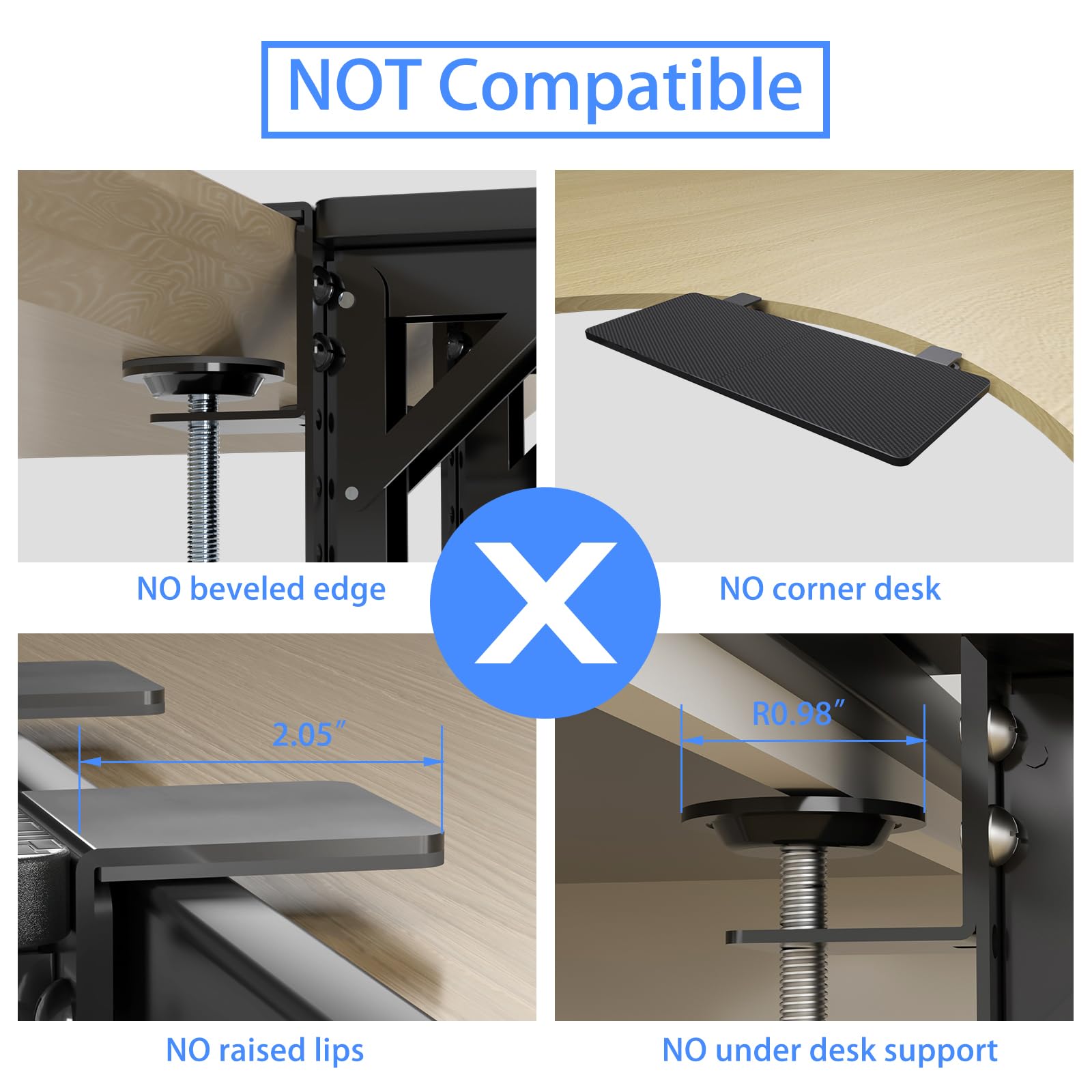 suptek Plateforme d'extension de Bureau, Plateau d'extension de Bureau Ergonomique, Extension de Bureau à Pince 240 x 600 mm, Plate-Forme de Plateau de Clavier Pliable, Adaptée aux Bureaux, DSF3L