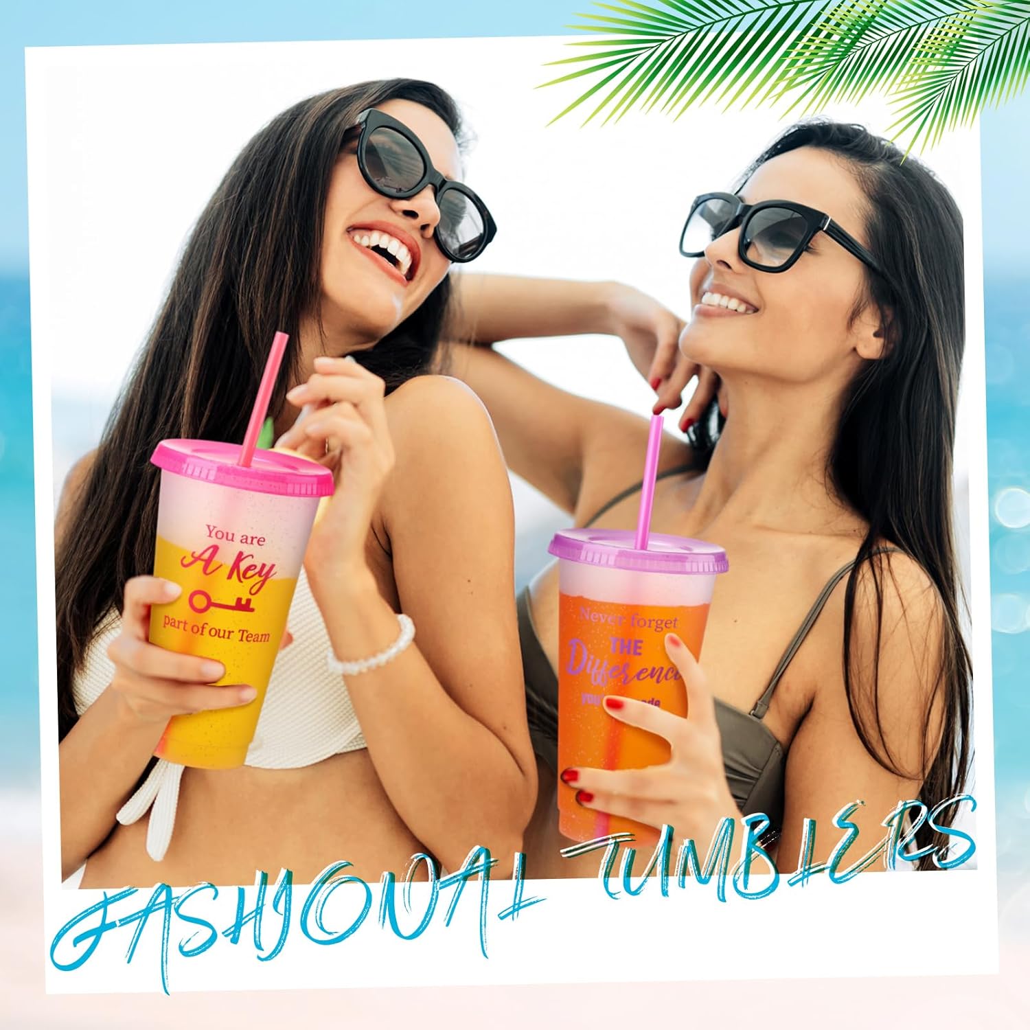 Skylety 24 Pcs Employee Appreciation Gifts for Team Coworker Thank You Gift Bulk 24 oz Inspirational Plastic Cups with Lid and Straw for Valentine's Day Volunteer Staff Teacher Office (Glitter Color) - Image 6