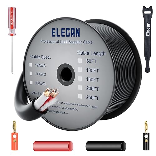 Elecan Cable de cable para altavoz Pro Series 162 para exteriores, calibre 16, calibre 16, AWG con kits de herramientas, entierro directo en pared