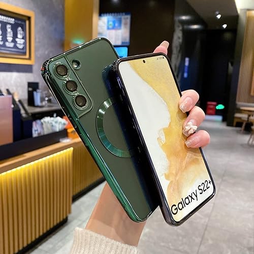 Miniatura 3 de Threehundred Funda magnética transparente para Samsung Galaxy S22 Plus con protector de lente de cámara, protección completa MagSafe de silicona