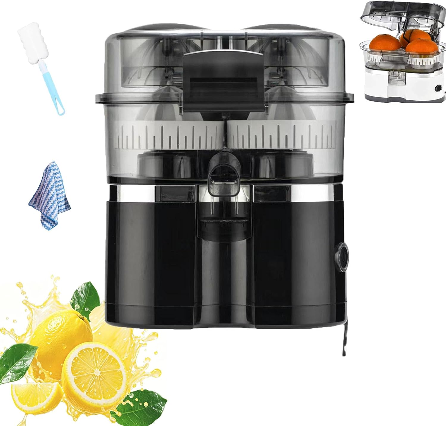 Dual-Head Automatic Citrus Juicer- Dual Head Citrus Juicer with Built-In Cutter,Electric Dual-Head CitrusJuicer,Button Orange Lemon Lime Squeezer,Exprimidor De Naranjas Electrico,Easy to Clean (#B)