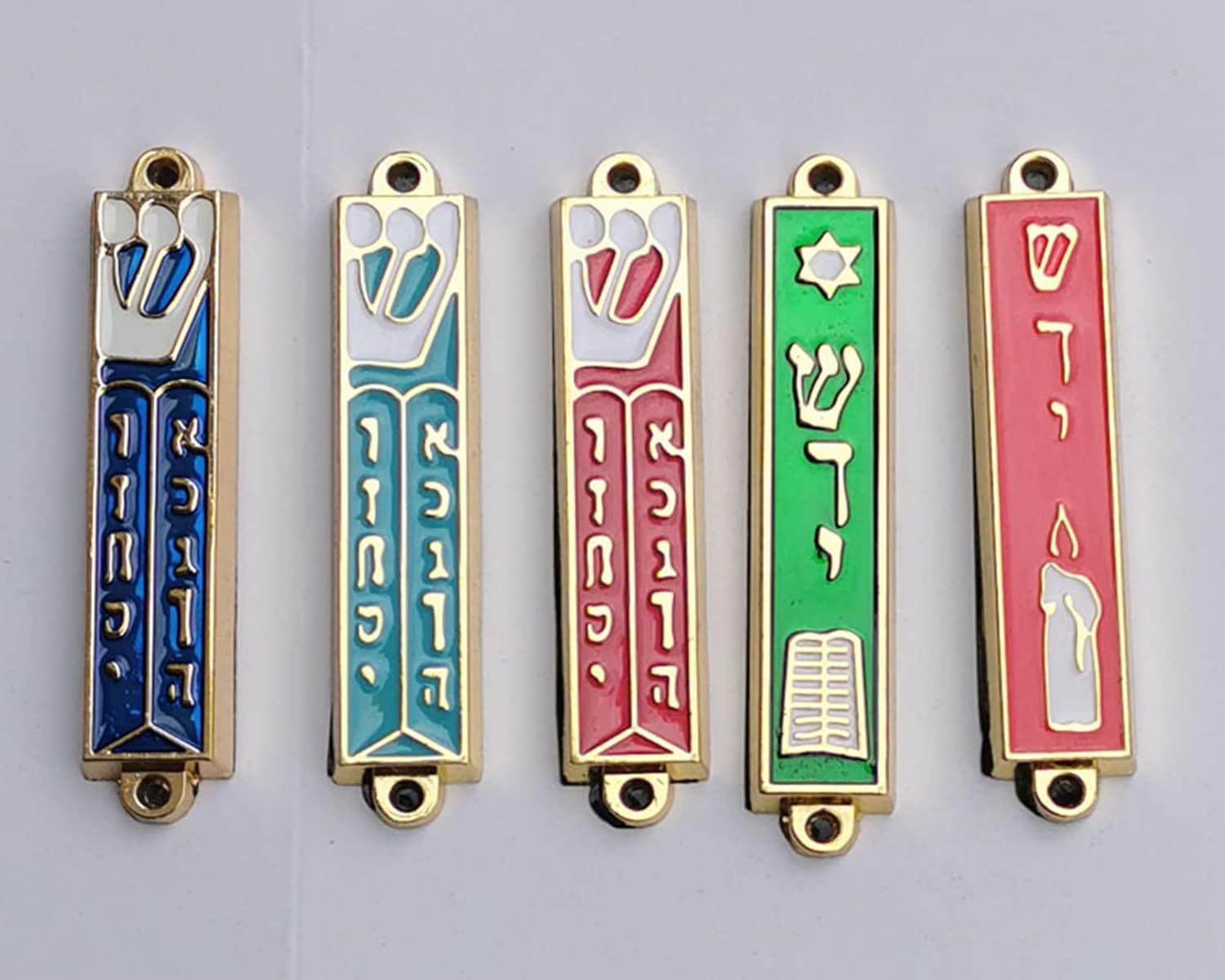 Set of 5 Jerusalem Mezuzah 10 Commandments Mezuzah Star of David Israel Mezuza for Door Decorations Judaism Souvenirs Gift