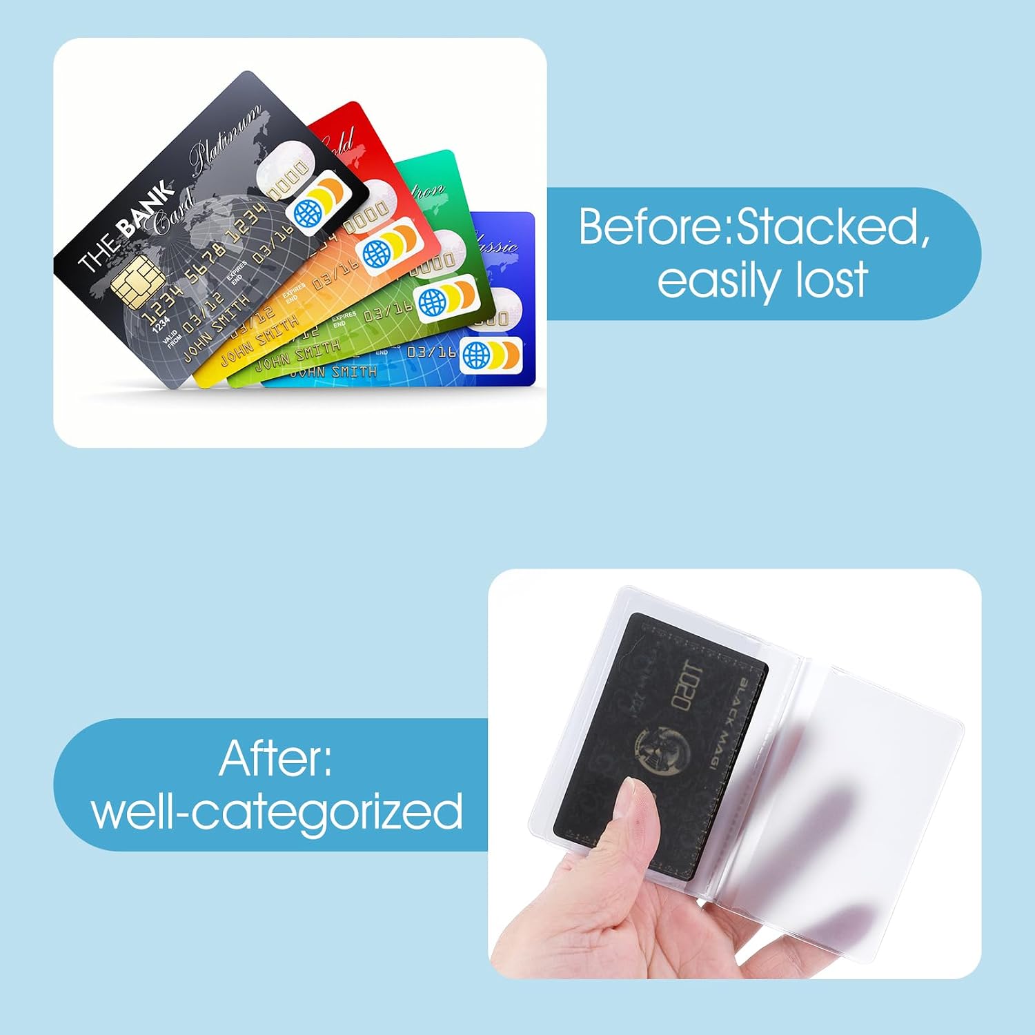 Plastic Wallet Insert, 4 Packs 6 Page Credit Card Holder