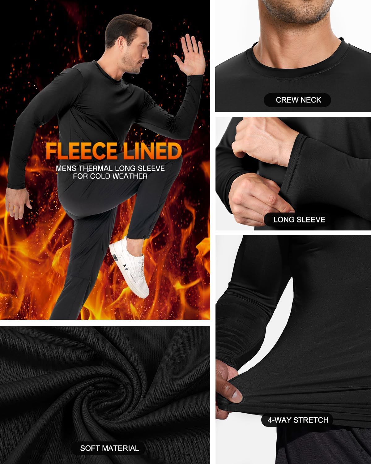 Men's 1, 3 or 5 Pack Performance Long Sleeve T-Shirts, UPF 50+ Sun Protection Shirts, Athletic Gym Workout Shirts for Running - Image 6