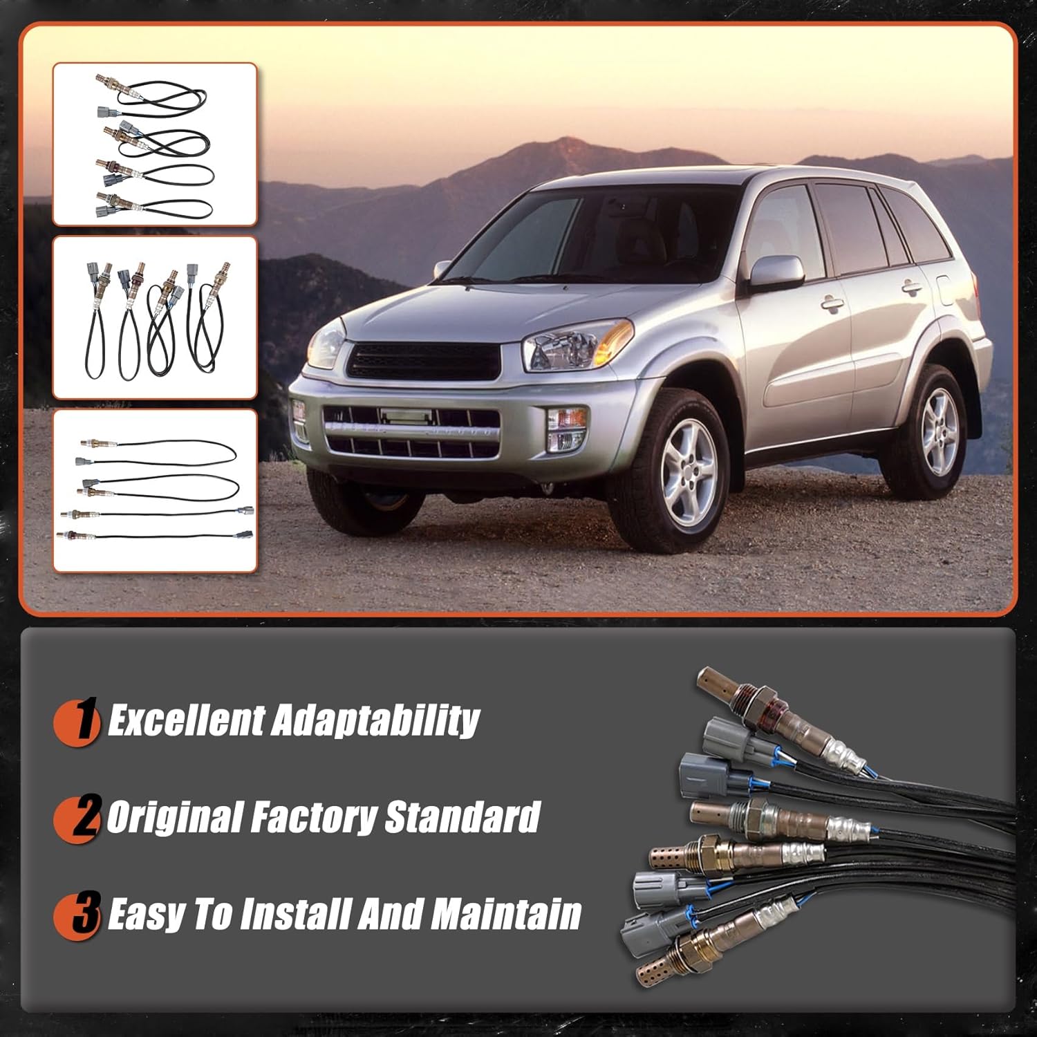 labwork 4Pcs Air Fuel Ratio Oxygen Sensor Replacement for Toyota Rav4 2001-2003 2.0L 2Upstream +2Downstream 89467-42010 89467-42020 89465-42090 89465-42100