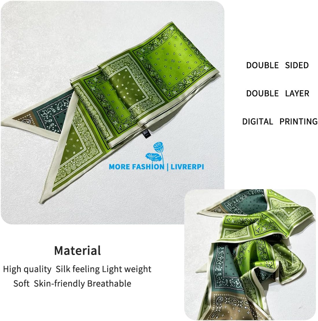Silk Feeling Head Scarf Fashion Satin Hair Scarf Square Long Scarves for Women Gifts image 3