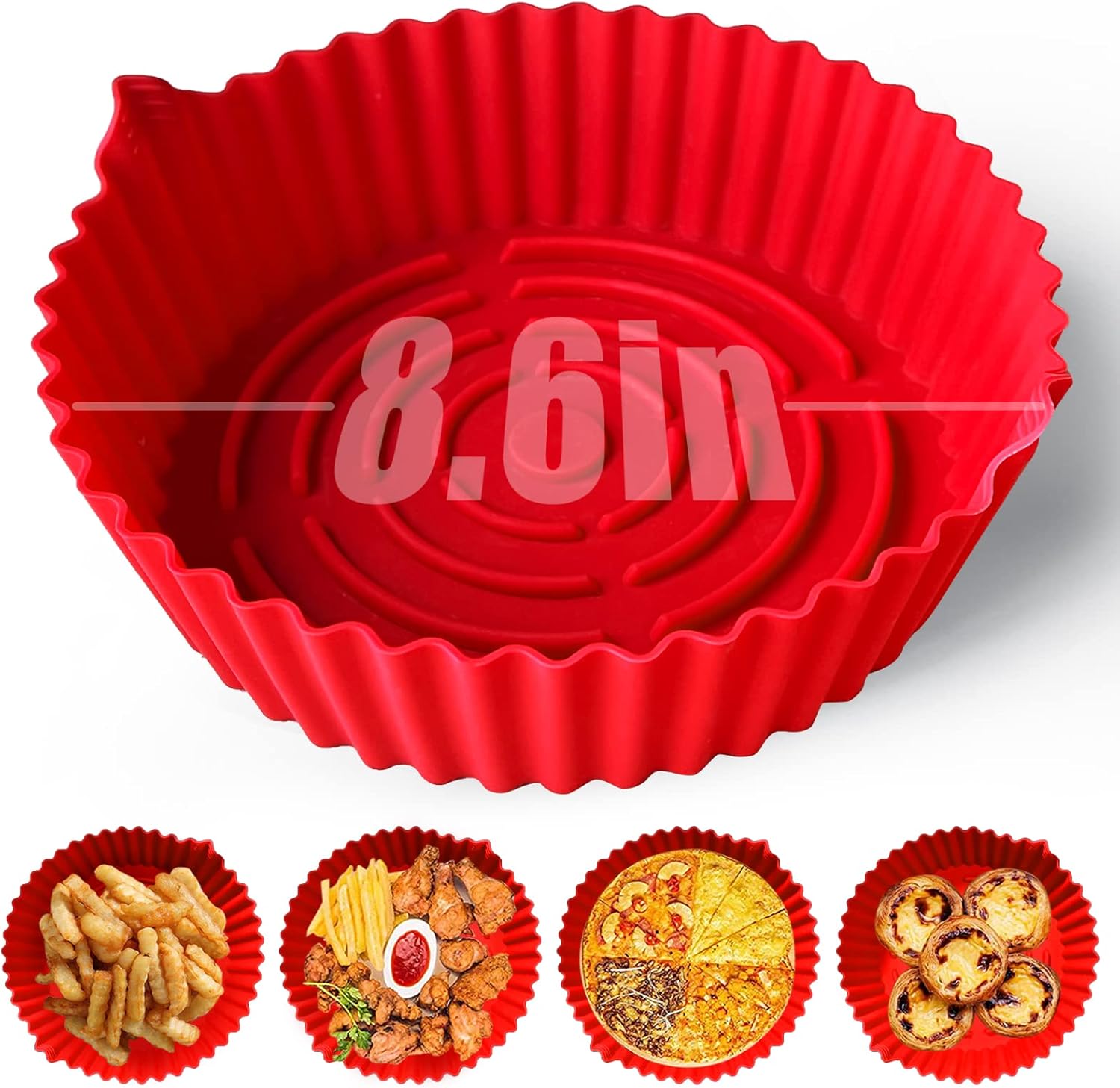 8.6 Inch Air Fryer Silicone Pot, Premium Silicone Air Fryer Liners Oven Accessories Heat Resistant, Reusable Air fryers Silicone Liner Round, Air Fryer Silicone Liners Fits (5 To 8 QT) : Home & Kitchen