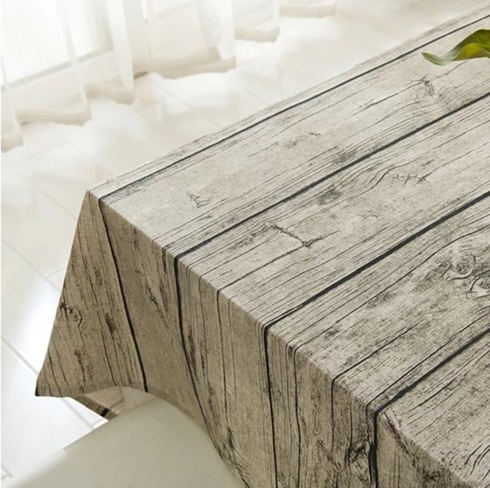 XUDOAI Vintage Rectangle Cotton Linen Tablecloth, Wood Stripe Dining Table Cloth for Home Hotel Cafe Restaurant, Heat and Moisture Resistance Table Cover 90 * 90cm(35 * 35inch)