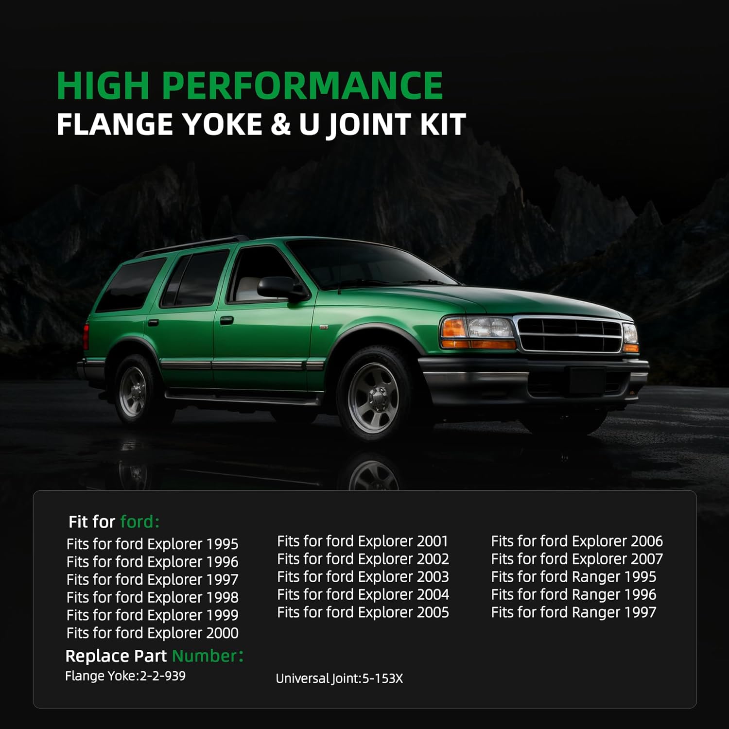Flange Yoke 2-2-939+5-153X Universal Joint 1310 Series U Joint Kit,Compatible with Ford Explorer 1995-2007,Compatible with Ford Ranger 1995 1996 1997,OE#2-2-939 5-153X