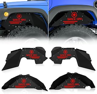 EYOUHZ Steel Inner Fender Liners for 2007-2018 Jeep Wrangler JK/JKU - Front Rear Mud Guards, Rust-Proof, Bolt-On Install (4PCS)