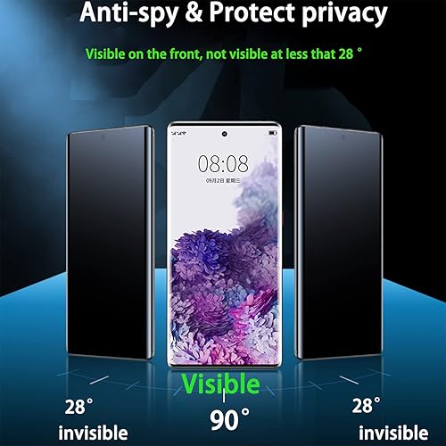 Miniatura 2 de Paquete de 2 protectores de pantalla de privacidad de vidrio templado para Galaxy S23 Ultra de 6.8 pulgadas, antiespía para Samsung S23 Ultra