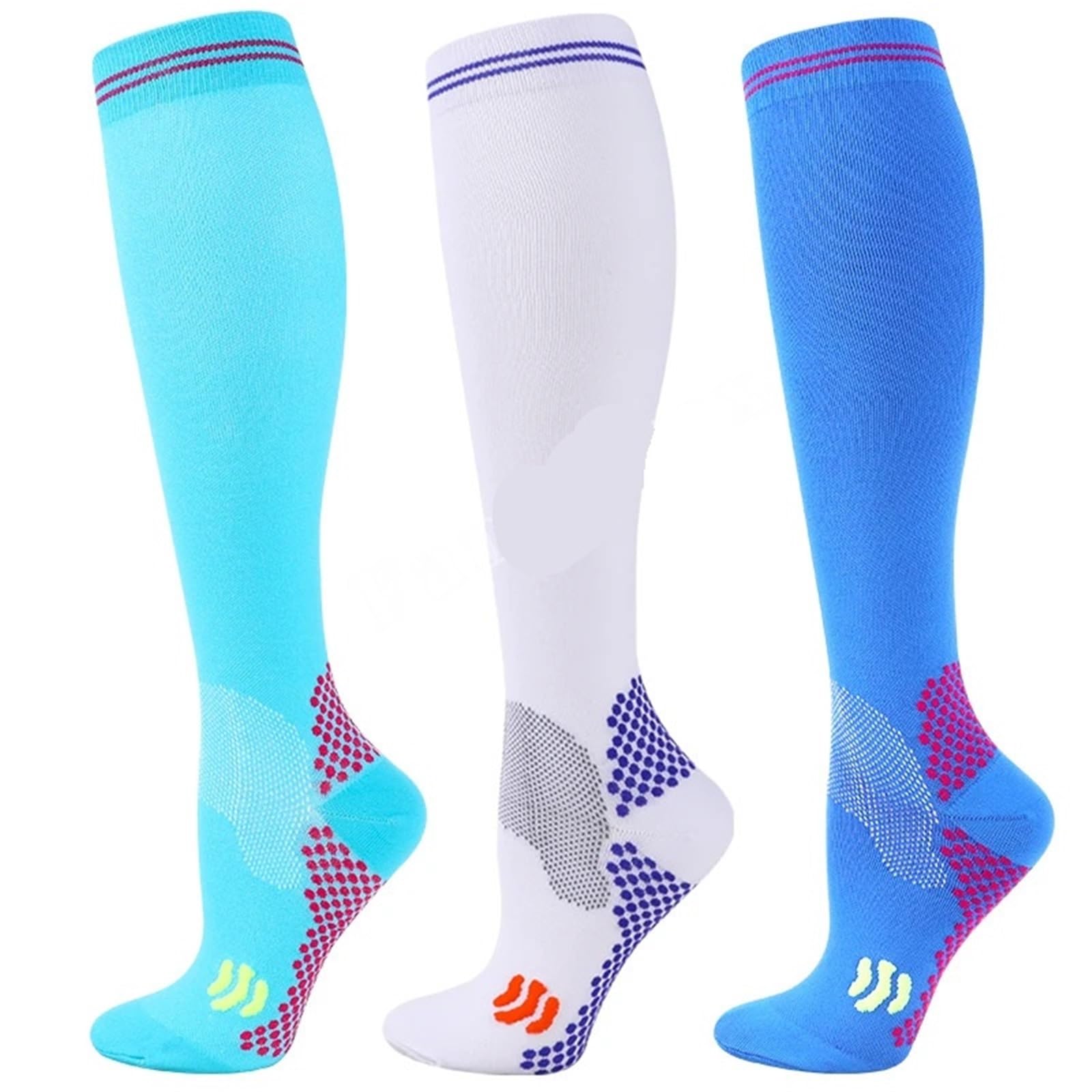 Calze A Compressione 3 Paia di Calze A Compressione for Vene Varicose, da Uomo E da Donna, for Corsa, Ciclismo, Calcio, Calze da Calcio per Sport, Corsa, Escursioni(3MIX-156-13,XXL)