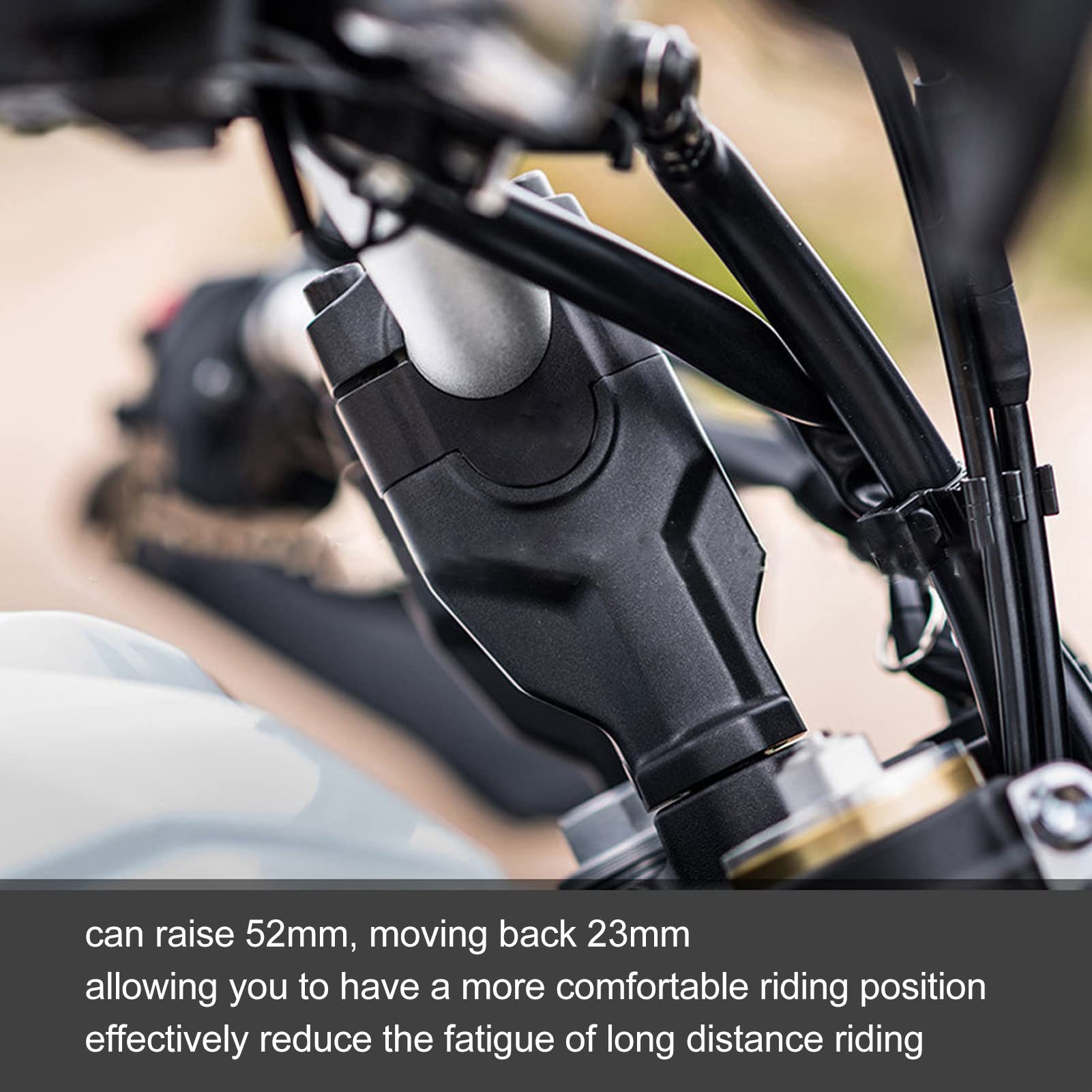 Rehausse de Guidon de Moto, Pince de Rehausseur de Guidon de Moto 52 Mm Rehaussant le Support de Guidon de 28 Mm de Diamètre pour TENERE 700 XT700Z 2019‑2022 (Le noir)