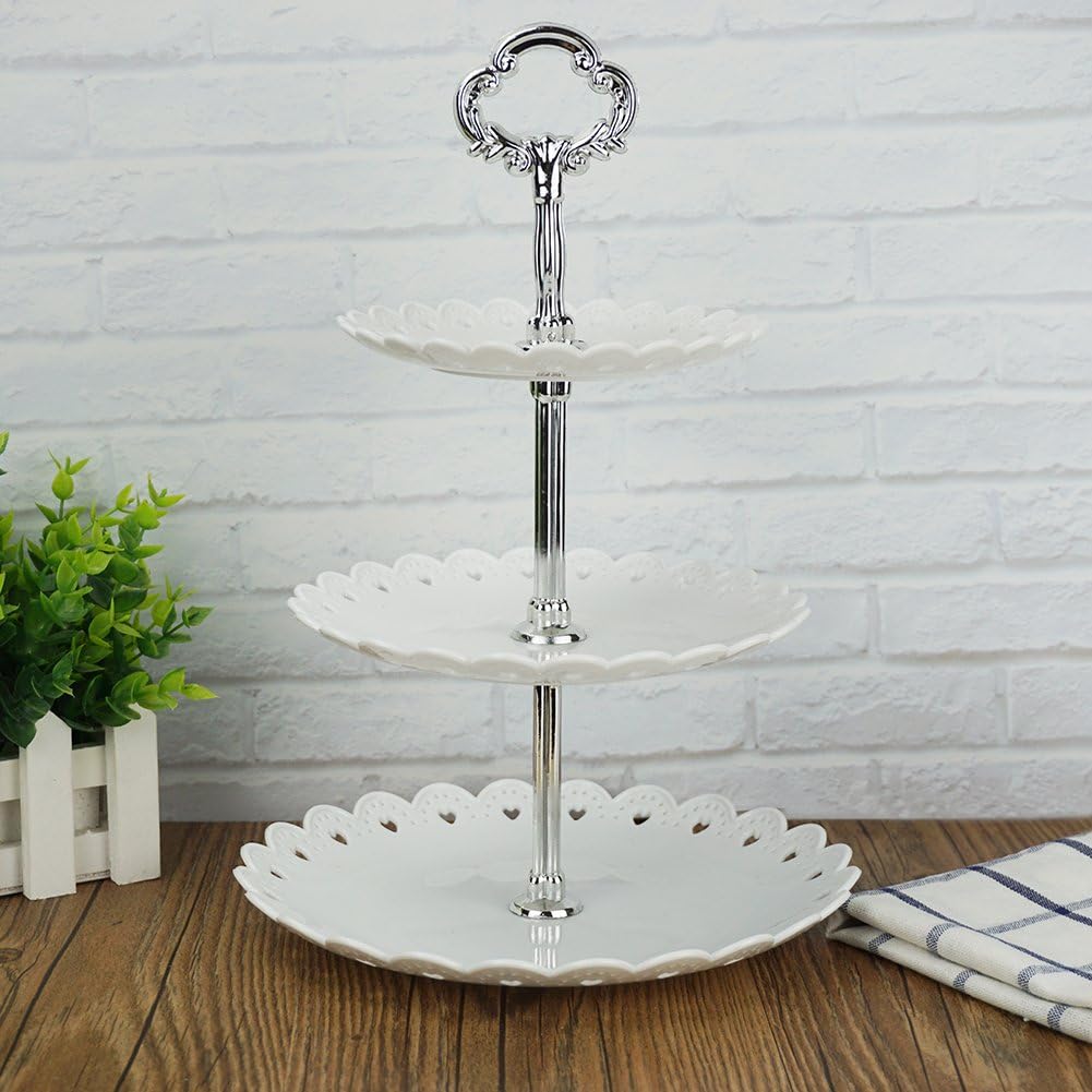 Crаzу Dеаlѕ Artliving 3-Tier Plastic Cake Stand Cupcake Stand Dessert Stand Pastry Stand Tea Party Serving Platter White( Set of 2)