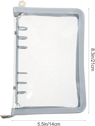 Miniatura 7 de Operitacx Carpeta A5 para carpeta de presupuesto A5, 6 anillas, cubierta transparente para cuaderno de hojas sueltas, planificador de libros en